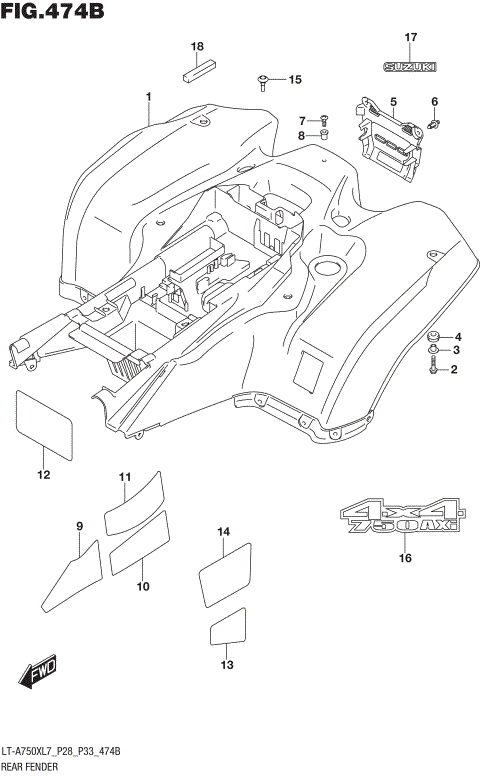 REAR FENDER (LT-A750XL7 P33)