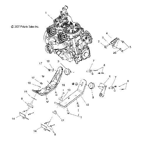 ENGINE, MOUNTING - S08PD6/PB6/PB7/PP6/PP7 ALL OPTIONS (49SNOWENGINEMOUNT08600TRG)