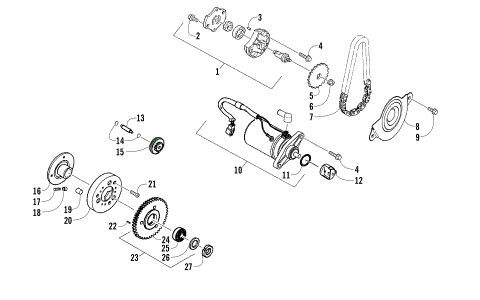STARTER MOTOR AND OIL PUMP ASSEMBLY