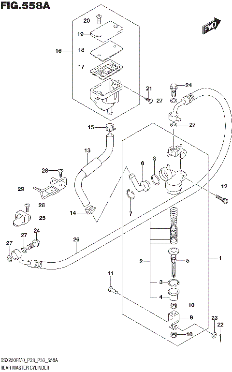 REAR MASTER CYLINDER (GSX250RM0 P28)