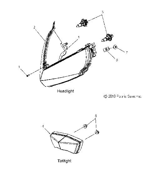 ELECTRICAL, HEADLIGHT and TAILLIGHT - S12BS8/BC8 ALL OPTIONS (49SNOWHEADLGHT11RUSH)
