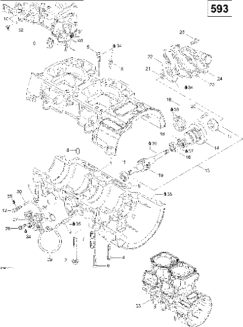 01- Crankcase, Water Pump And Oil Pump (600 SUV)