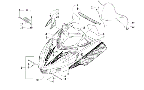 HOOD AND WINDSHIELD ASSEMBLY