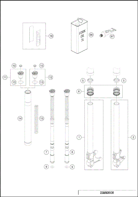 FRONT FORK DISASSEMBLED