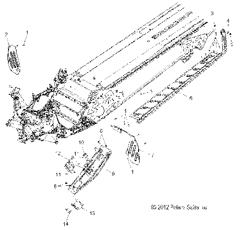 CHASSIS, CLUTCH GUARD and FOOTRESTS (600/155 Inch) - S15CC6/CM6 ALL OPTIONS (49SNOWCLUTCHGUARD13600RMK155)