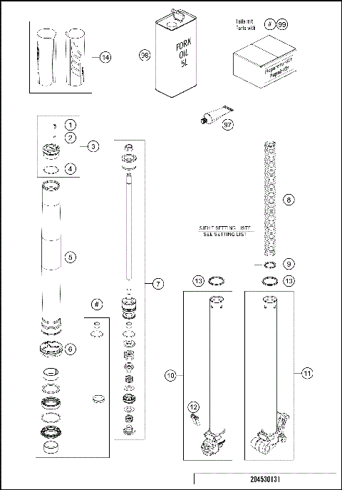 FRONT FORK DISASSEMBLED