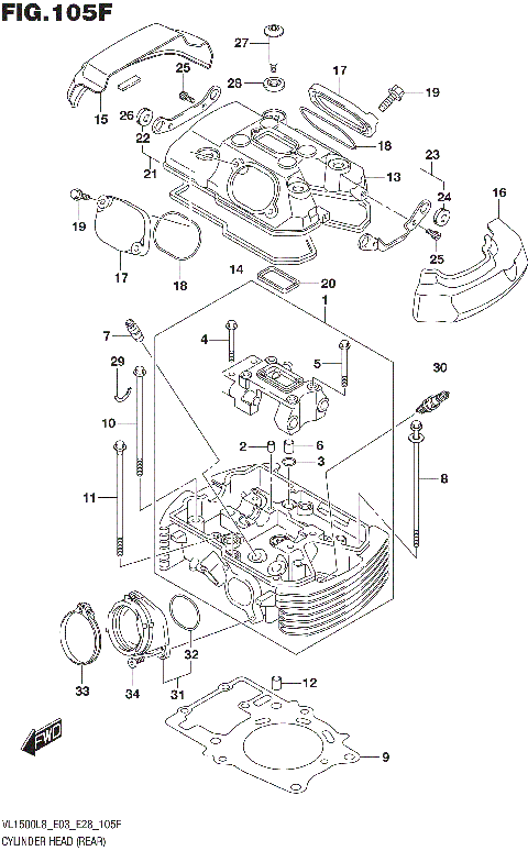 CYLINDER HEAD (REAR) (VL1500TL8 E28)