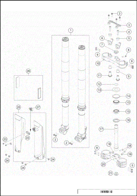 FRONT FORK, TRIPLE CLAMP