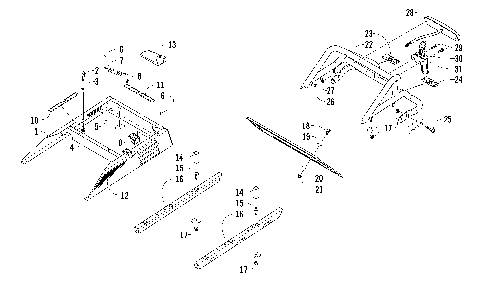 REAR BUMPER, RACK RAIL, SNOWFLAP, AND TAILLIGHT ASSEMBLY [97580]