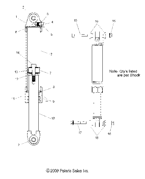 SUSPENSION, SHOCK, IFS (7043490) - S10PG8/PH8 ALL OPTIONS (49SNOWSHOCKIFS7043490RMK)