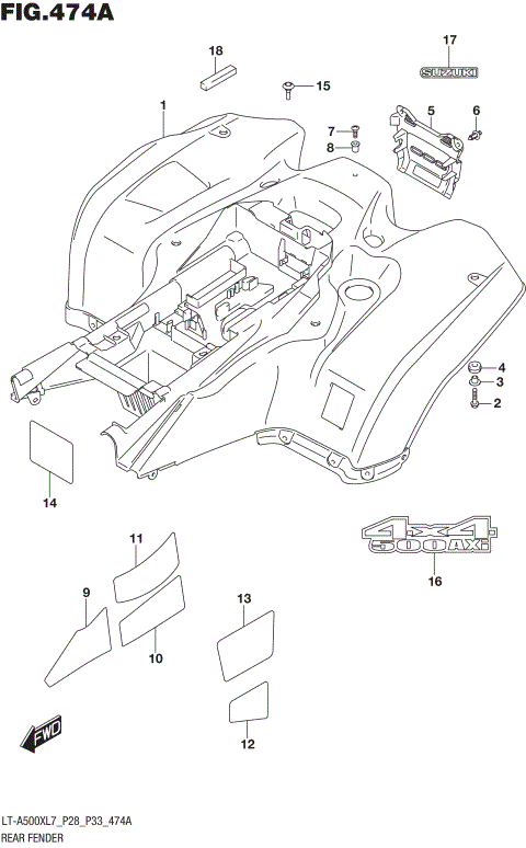 REAR FENDER (LT-A500XL7 P28)