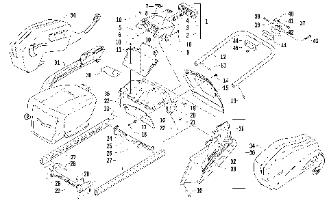 REAR BUMPER, RACK RAIL, SNOWFLAP, AND TAILLIGHT ASSEMBLY [93745]