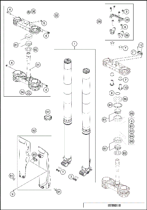 FRONT FORK, TRIPLE CLAMP