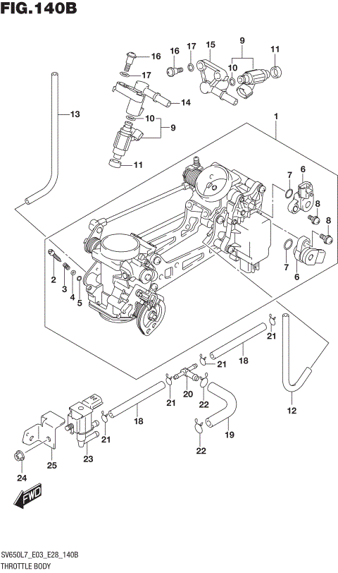 THROTTLE BODY (SV650L7 E33)