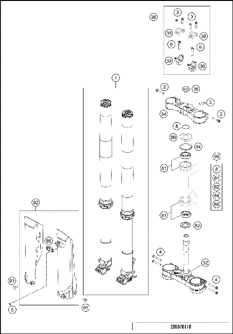 FRONT FORK, TRIPLE CLAMP