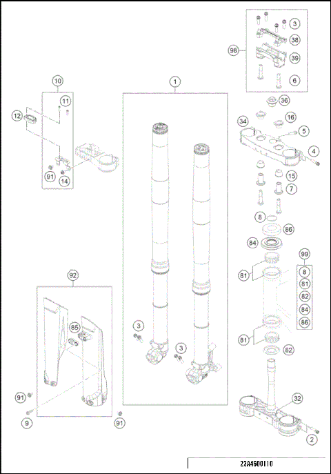 FRONT FORK, TRIPLE CLAMP