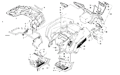 REAR RACK, BODY PANEL, FOOTWELL, AND TAILLIGHT ASSEMBLIES [301978]