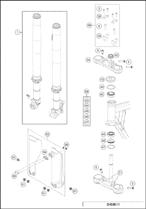 FRONT FORK, TRIPLE CLAMP