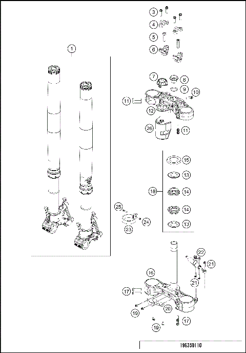 FRONT FORK, TRIPLE CLAMP