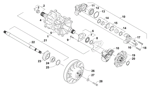 DRIVE TRAIN SHAFTS AND BRAKE ASSEMBLIES