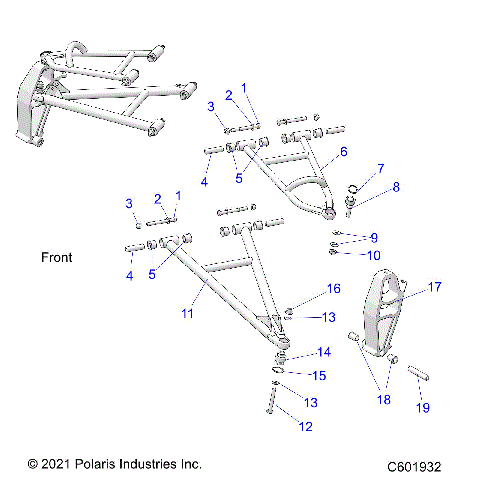 SUSPENSION, FRONT, CONTROL ARMS and SPINDLE - S22MDX6DSA/6DEA (C601932)