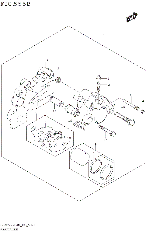REAR CALIPER (GSX250RRLJ:M2:P33)
