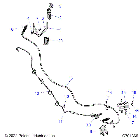 DRIVE TRAIN, GEAR SELECTOR AND THROTTLE CABLE - R22RRED4JA (C701366)