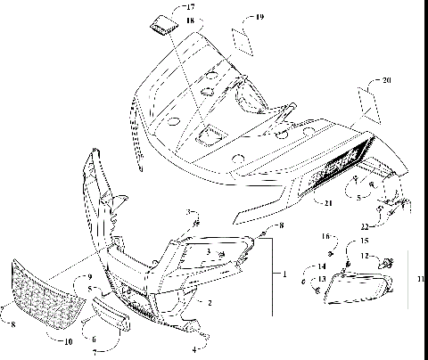 FRONT BODY PANEL AND HEADLIGHT ASSEMBLIES [301121]