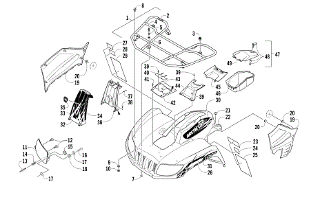FRONT RACK, BODY PANEL, AND HEADLIGHT ASSEMBLIES