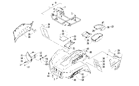 FRONT RACK, BODY PANEL, AND HEADLIGHT ASSEMBLIES [97378]
