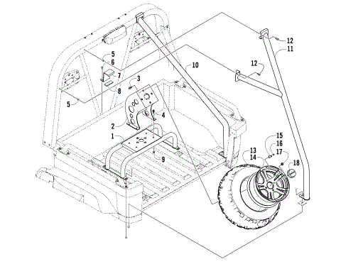 ROLL SUPPORT AND SPARE TIRE ASSEMBLY