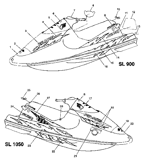 DECALS SL 900 B974091 and SL 1050 B974090 (4940974097A007)