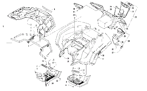 REAR RACK, BODY PANEL, FOOTWELL, AND TAILLIGHT ASSEMBLIES [301942]