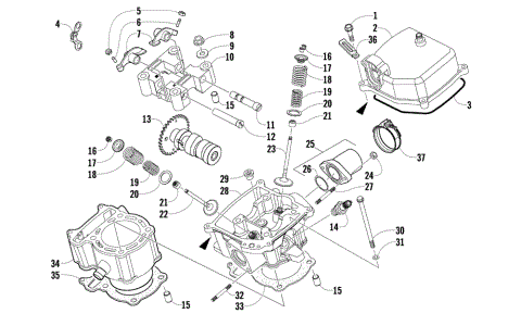 CYLINDER HEAD AND CAMSHAFT/VALVE ASSEMBLY