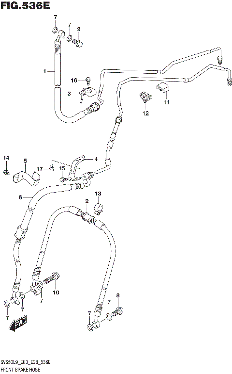 FRONT BRAKE HOSE (SV650XAL9 E28)