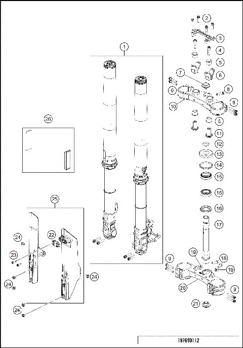 FRONT FORK, TRIPLE CLAMP