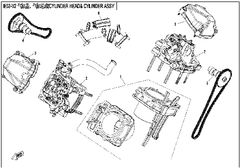 CYLINDER HEAD AND CYLINDER ASSY.