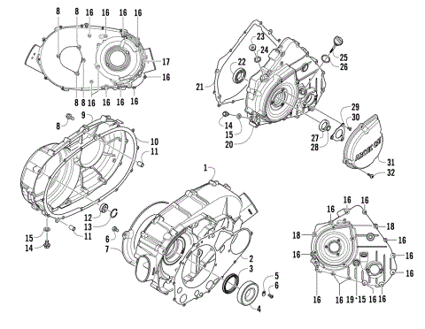 CLUTCH/V-BELT/MAGNETO COVER ASSEMBLY
