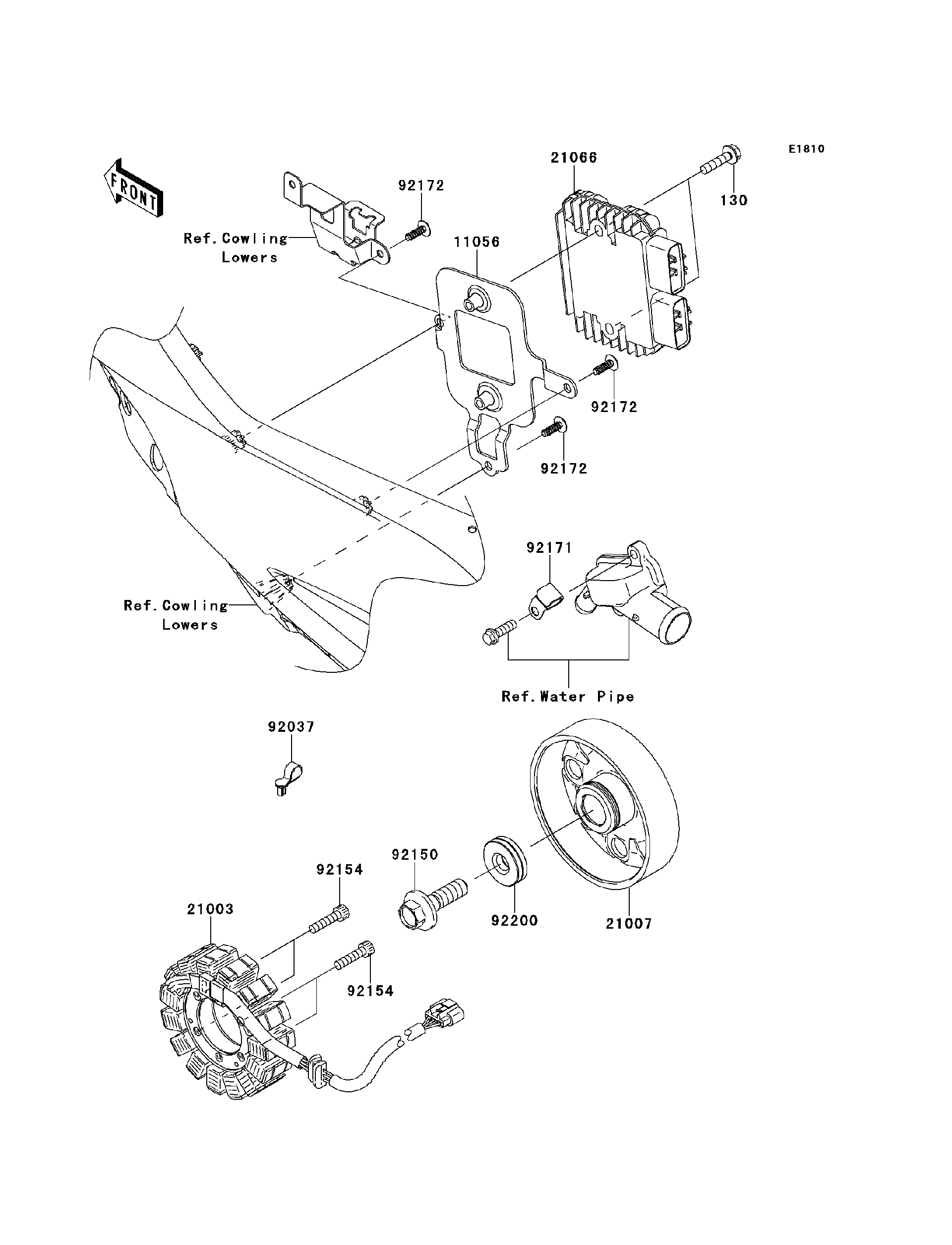 Ten-Qoo　0628 04-05 GENUINE KAWASAKI ZX10R ZX 10 ZX-10 NINJA AIR INTAKE