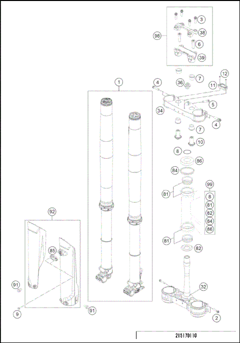 FRONT FORK, TRIPLE CLAMP