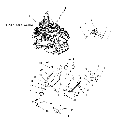 ENGINE, MOUNTING - S08PB6FS/FE (49SNOWENGINEMOUNT086008BALL)