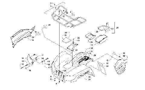 FRONT RACK, BODY PANEL, AND HEADLIGHT ASSEMBLIES [100722]