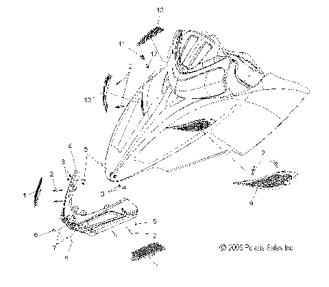 BODY, HOOD SCREENS and HINGE ASM. - S10PR8ESA/ESL (49SNOWHOODMTG10600IQ)