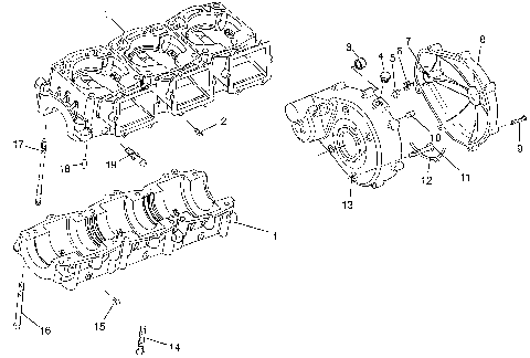 CRANKCASE SL 900 B964291 and Intl. SL 900 I964291 (4935583558C001)