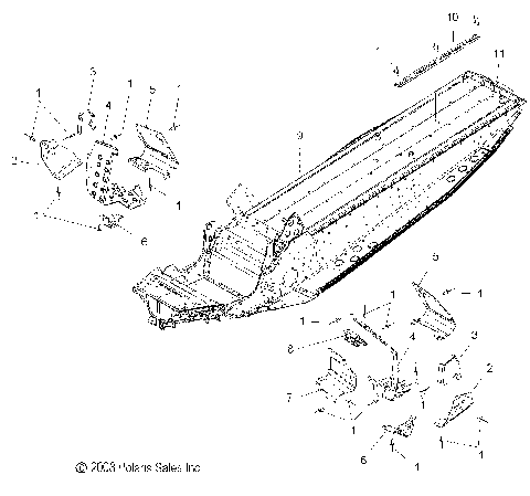 CHASSIS, ASM. and FOOTRESTS - S09PR7FS/FE (49SNOWCHASSIS09TRBOSB)