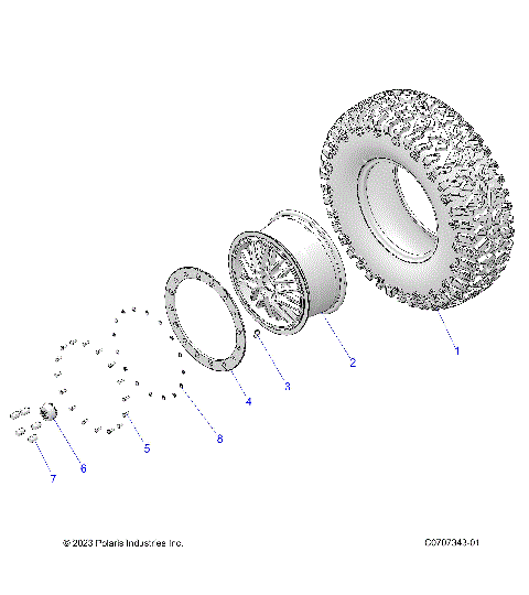 WHEELS, FRONT/REAR - Z23RMU2KAN/BN (C0707343-01)