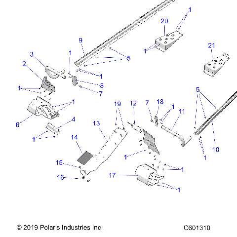 CHASSIS, CLUTCH GUARD, FOOTRESTS, TUNNEL GRIPS - S21CED5BSL/BSU/BEL (C601310)