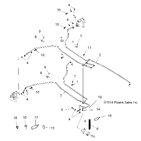 BRAKES, REAR BRAKE LINES - A15SWE57FA (49ATVBRAKELINERR15X2EU)