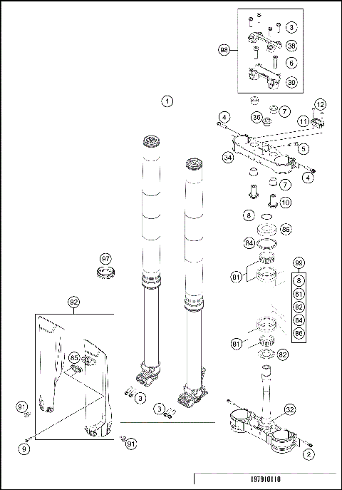 FRONT FORK, TRIPLE CLAMP