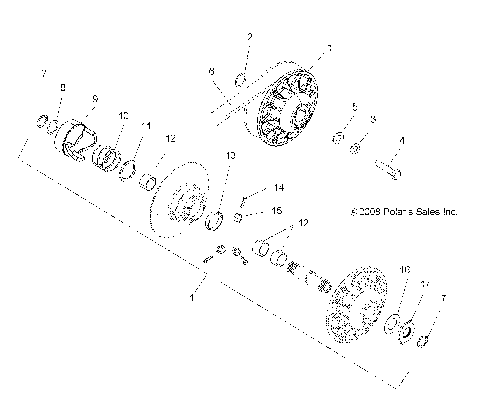 DRIVE TRAIN, SECONDARY CLUTCH - A13MN50ET/EX (49ATVCLUTCHDRIVEN09SP500TR)